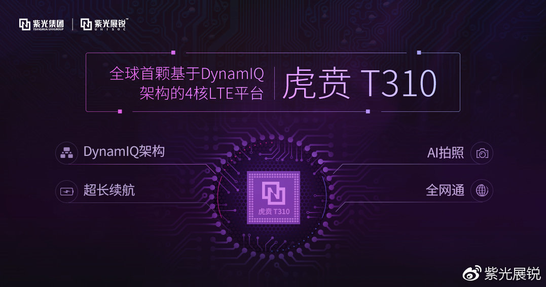 紫光展锐虎贲T310：首发DynamIQ架构 基带全网通