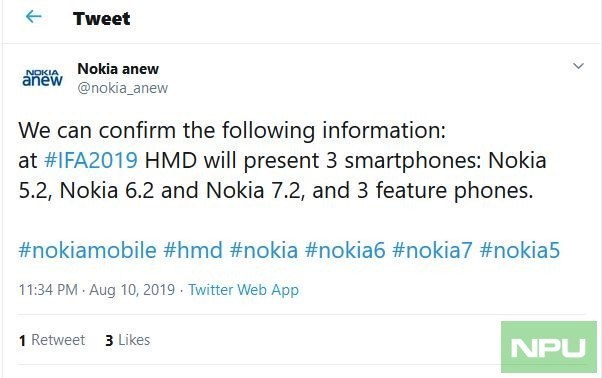 诺基亚将发布5.2、6.2和7.2三款新机