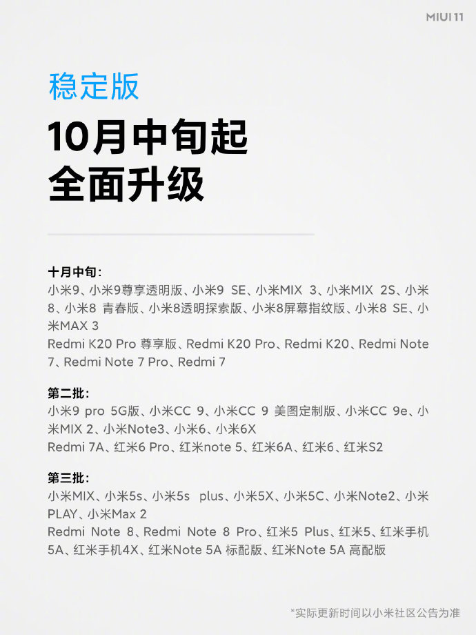 史上最快的稳定版系统 MIUI 11正式发布