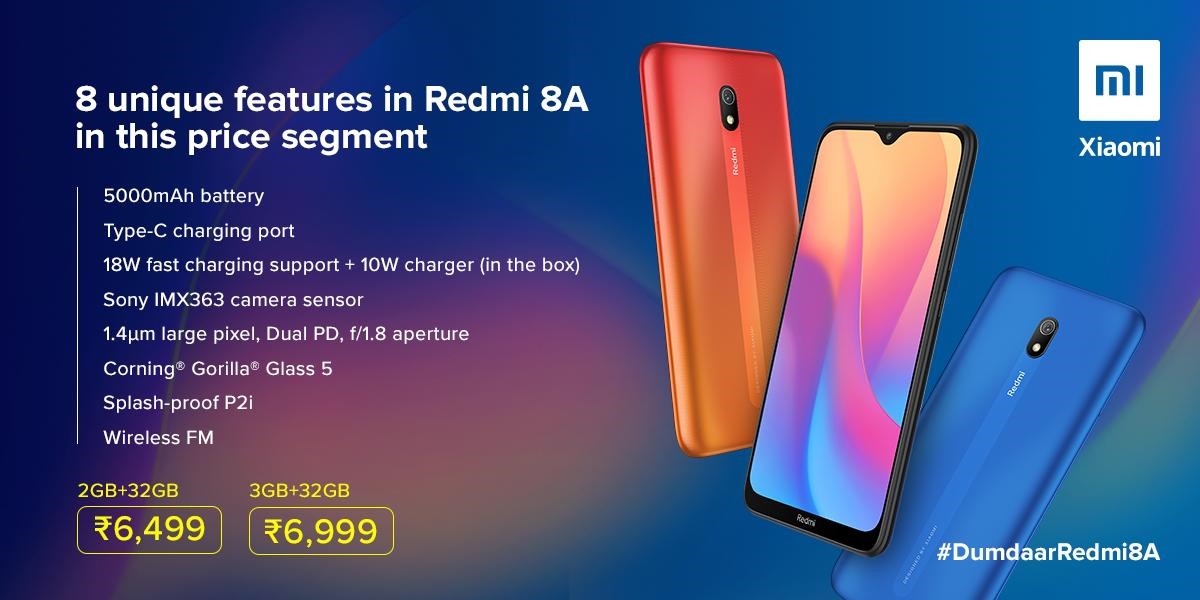 Redmi 8A发布：骁龙439+18W快充