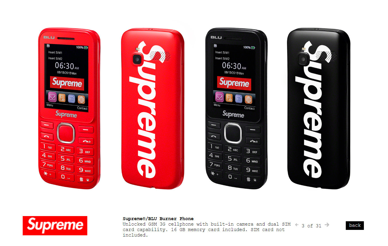 Supreme联名手机开售：60美元秒售罄 已炒到200美元