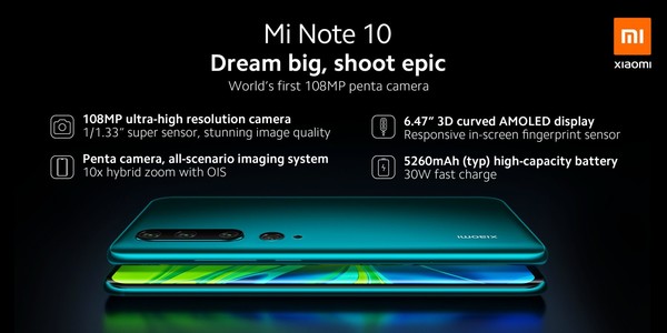 小米Note10正式发布 CC9 Pro同款一亿像素镜头