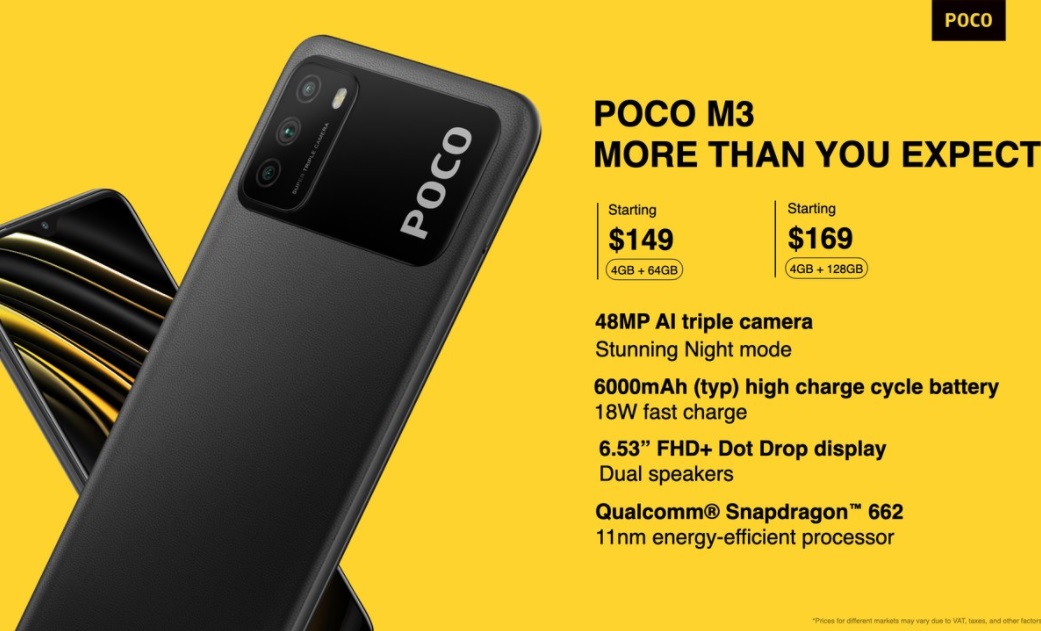 小米POCO M3发布：骁龙662+6000mAh电池
