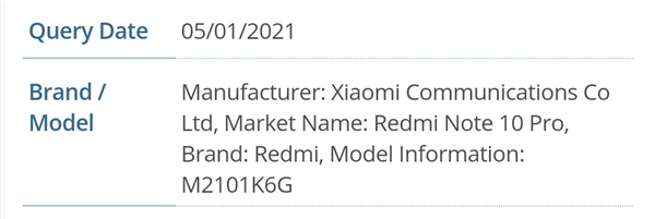  Redmi Note10 Pro获认证 发布在即