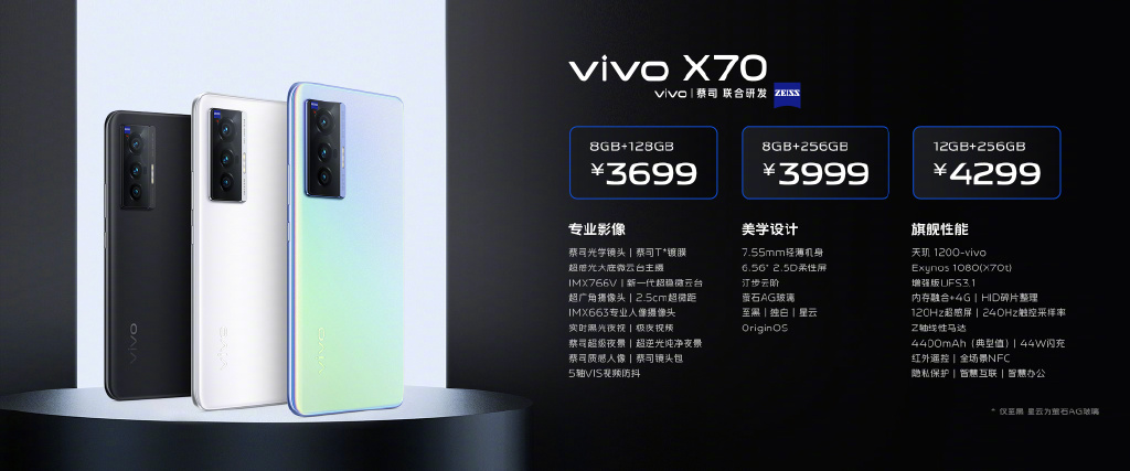 顶配6999元 全系蔡司T*镀膜加持：vivo X70系列正式发布