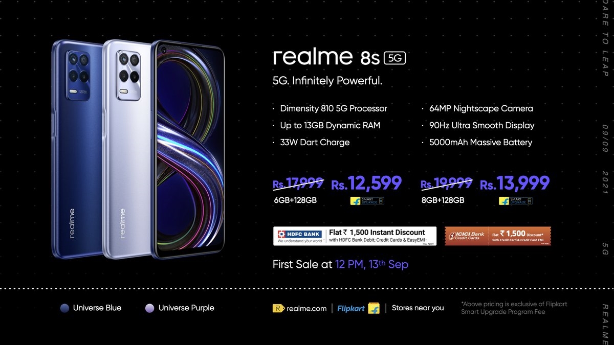 realme 8s发布：首发联发科天玑810
