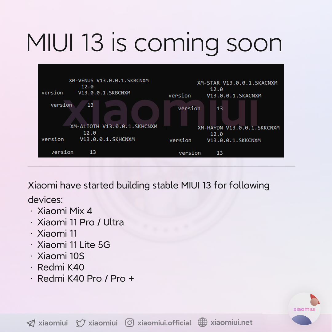 MIUI 13适配机型一览：小米9、Redmi Note8均在列
