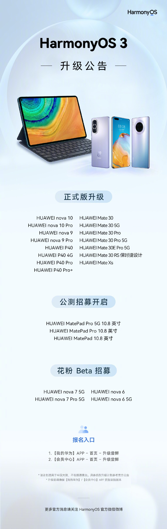 HarmonyOS 3开启新一轮正式版升级：3年前的Mate30也支持