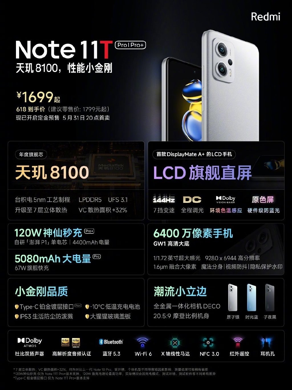 Redmi Note 11T系列今晚首销：1699元起